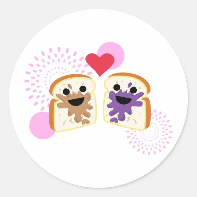 Pegatina Redonda PB & J Love (Anverso)