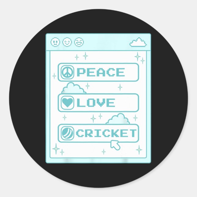 Pegatina Redonda Pc Computer Geek Nerd Peace Love Cricket Lover Coo (Anverso)