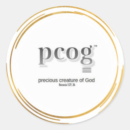 Pegatina Redonda pcog, palabras y escrituraGOLD CIRCULOS TENUES peg