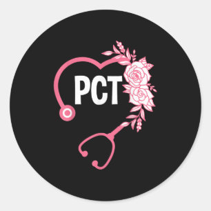 Pegatina Redonda Pct Stethoscope Diseño Técnico De Atención Al Paci