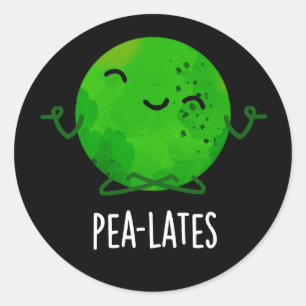 Pegatina Redonda Pea-lates Funny Pilates Pea Pun Dark BG