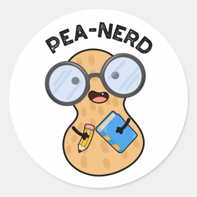 Pegatina Redonda Pea-nerd Funny Nerd Peanut Pun (Anverso)