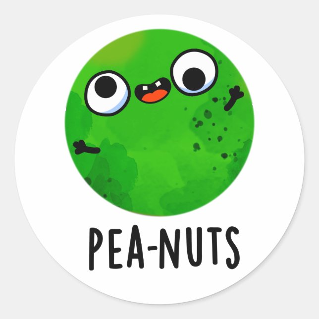 Pegatina Redonda Pea-nut Gracioso Crazy Pea Pun (Anverso)