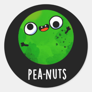 Pegatina Redonda Pea-nut Gracioso Crazy Pea Pun Dark BG