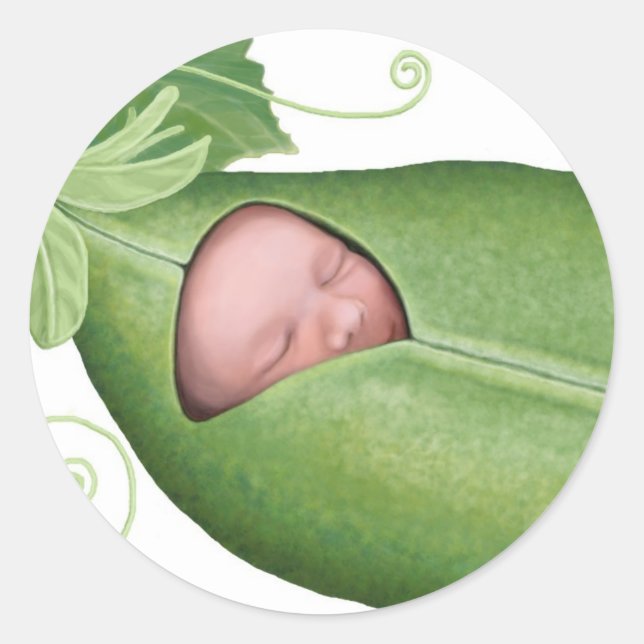 Pegatina Redonda Pea Pod Baby (Anverso)