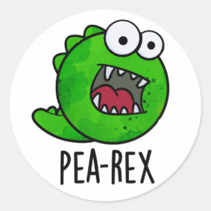 Pegatina Redonda Pea Rex Funny Dinosaur Veggie TRex Pun