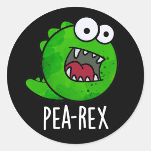 Pegatina Redonda Pea Rex Funny Dinosaur Veggie TRex Pun Dark BG