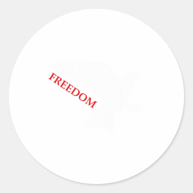 Pegatina Redonda Peace Dom White Dove Says Dom Usa Red Dom Saying  (Anverso)