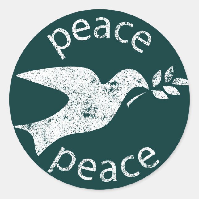 Pegatina Redonda Peace Dove (Anverso)
