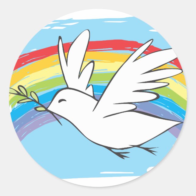 Pegatina Redonda Peace Dove (Anverso)