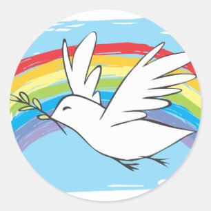 Pegatina Redonda Peace Dove
