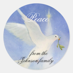 Pegatina Redonda Peace Dove Stickers Christmas