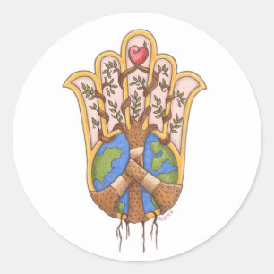 Pegatina Redonda peace_hamsa