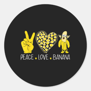 Pegatina Redonda Peace Love Banana Humor Fruit Lover Funny Love Ban