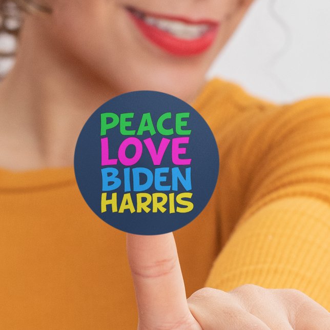 Pegatina Redonda Peace Love Biden Harris (Subido por el creador)