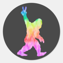 Pegatina Redonda Peace Love Bigfoot