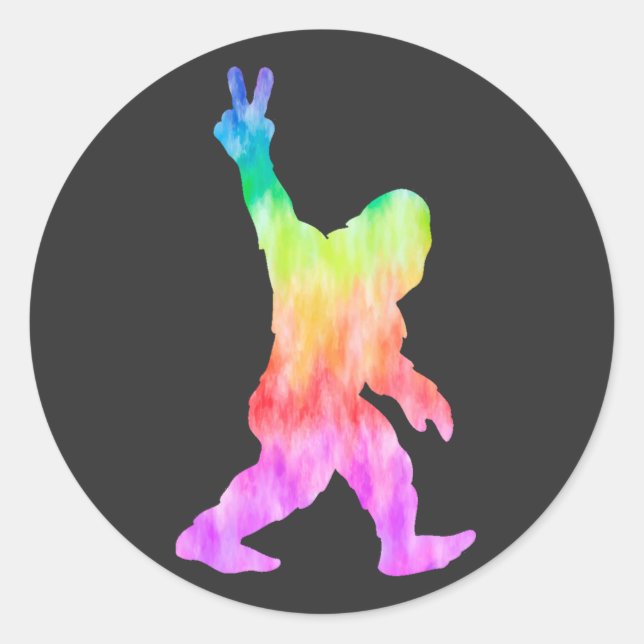 Pegatina Redonda Peace Love Bigfoot (Anverso)