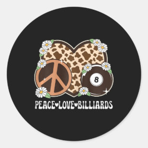 Pegatina Redonda Peace Love Billiards Lover Cow Print Chicas Cui Bi