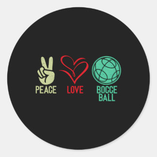 Pegatina Redonda Peace Love Bocce Ball