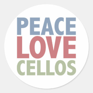 Pegatina Redonda Peace Love Cellos