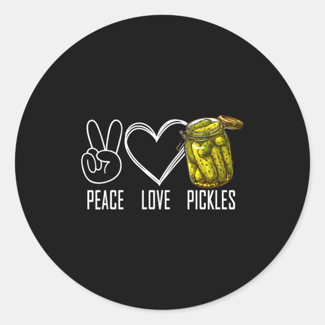 Pegatina Redonda Peace Love Ckles Retro Jar Of Sliced Ckles Funny F (Anverso)