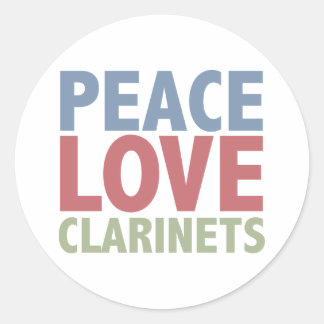 Pegatina Redonda Peace Love Clarinets