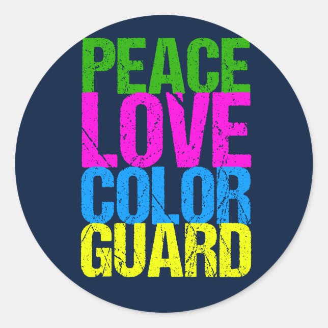 Pegatina Redonda Peace Love Color Guard (Anverso)