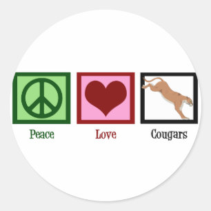 Pegatina Redonda Peace Love Cougars
