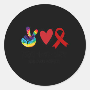 Pegatina Redonda Peace Love Cure Bloguea Cáncer de Squ Apoyo de Con