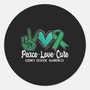 Pegatina Redonda Peace Love Cure Kidney Disease de sensibilización