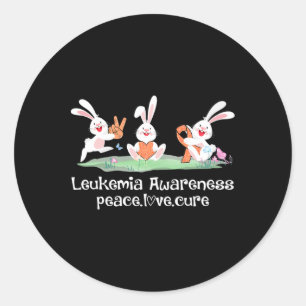 Pegatina Redonda Peace Love Cure Naranja Ribbon Leukemia Awareness 