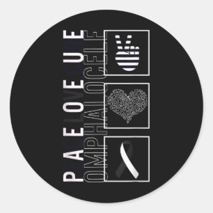 Pegatina Redonda Peace Love Cure Omphalocele Awareness Ribbon Warri