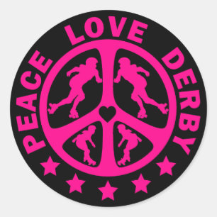 Pegatina Redonda Peace Love Derby