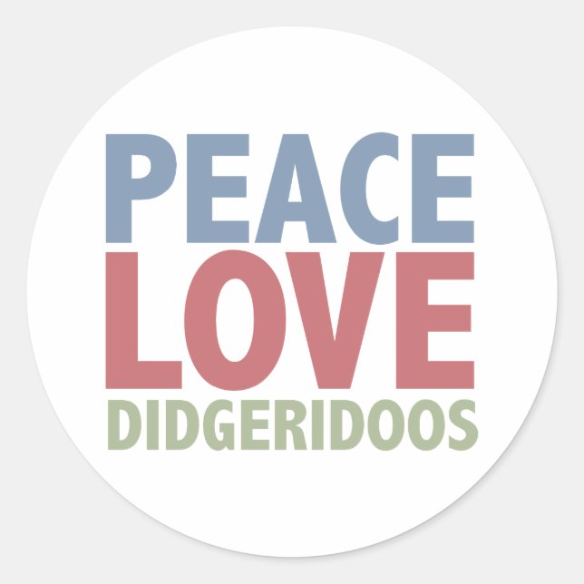 Pegatina Redonda Peace Love Didgeridoos (Anverso)