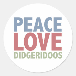 Pegatina Redonda Peace Love Didgeridoos