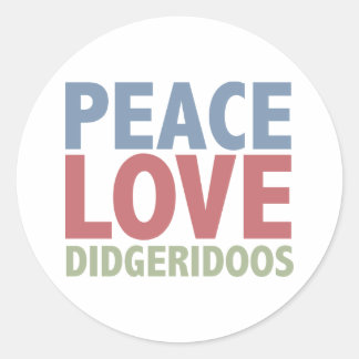 Pegatina Redonda Peace Love Didgeridoos