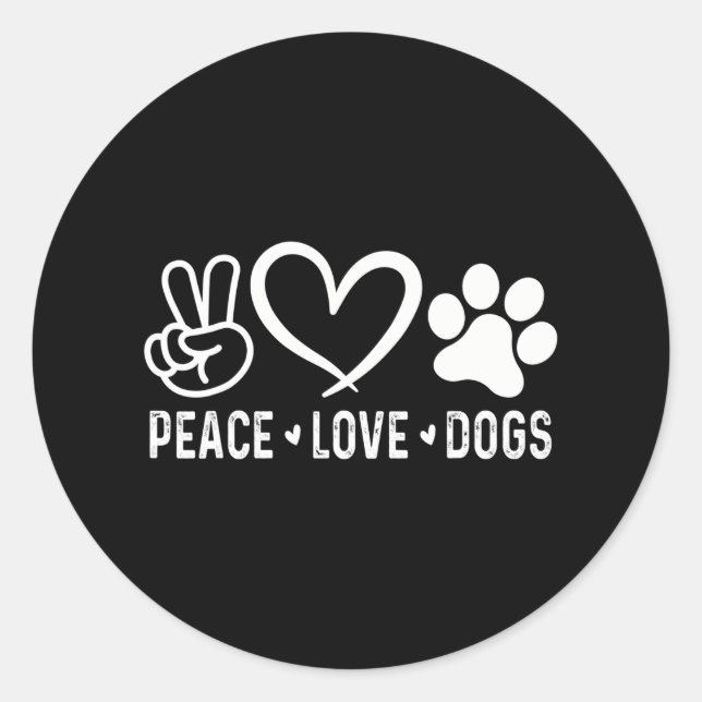 Pegatina Redonda Peace Love Dogs Design Mascota Dog Mom Dad Animal (Anverso)