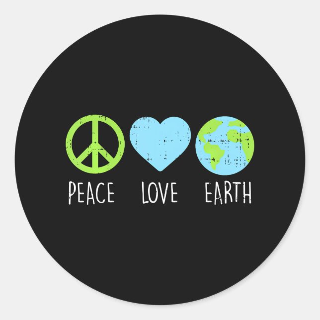 Pegatina Redonda Peace Love Earth Guay Hippie Hippy (Anverso)
