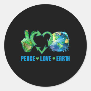 Pegatina Redonda Peace Love Earth Planet Happy 54º aniversario Env