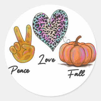 Pegatina Redonda Peace Love Fall