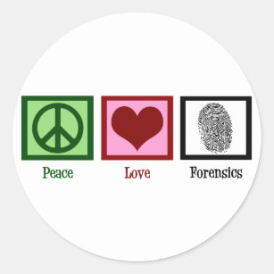 Pegatina Redonda Peace Love Forensics