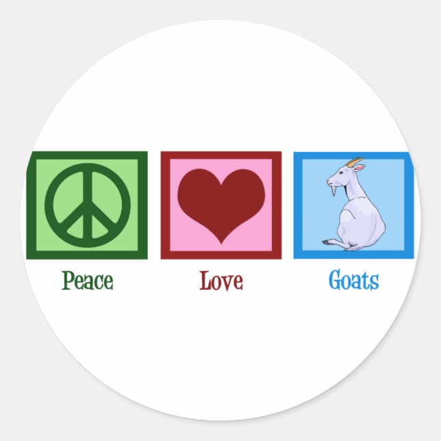Pegatina Redonda Peace Love Goats (Anverso)