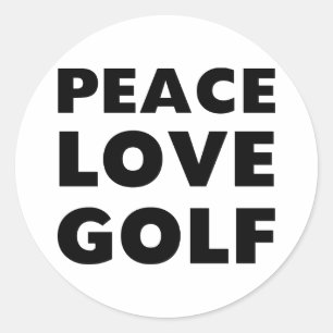 Pegatina Redonda Peace Love Golf