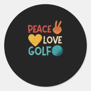 Pegatina Redonda Peace Love Golf Aovers Funny Golfer Fan Golf