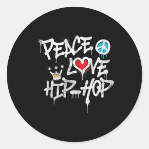 Pegatina Redonda Peace Love Hip Hop Dance