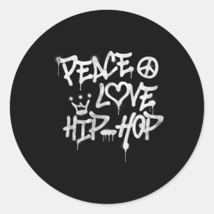 Pegatina Redonda Peace Love Hip Hop Dancing 1