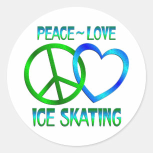 Pegatina Redonda Peace Love ICE SKATING