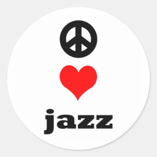 Pegatina Redonda Peace Love Jazz
