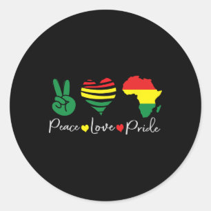 Pegatina Redonda Peace Love Junet1865 Black Pride Men Women