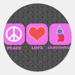 Pegatina Redonda Peace Love Lichtenstein